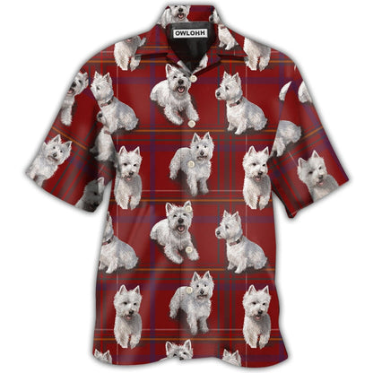 Hawaiian Shirt / Adults / S West Highland Terrier Dog Lover Red Background - Hawaiian Shirt 