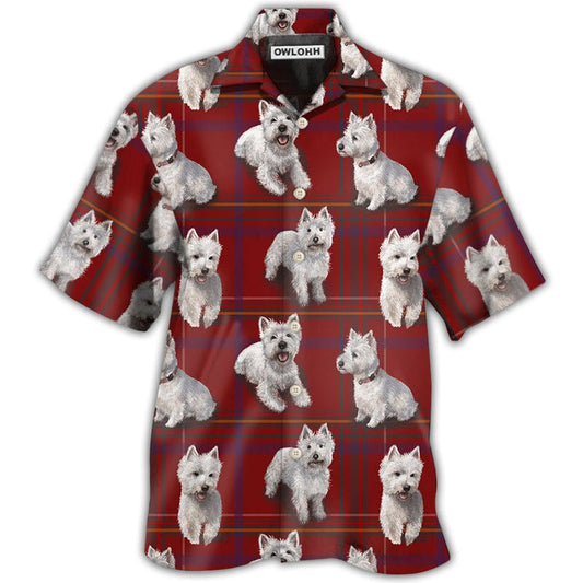 Hawaiian Shirt / Adults / S West Highland Terrier Dog Lover Red Background - Hawaiian Shirt 