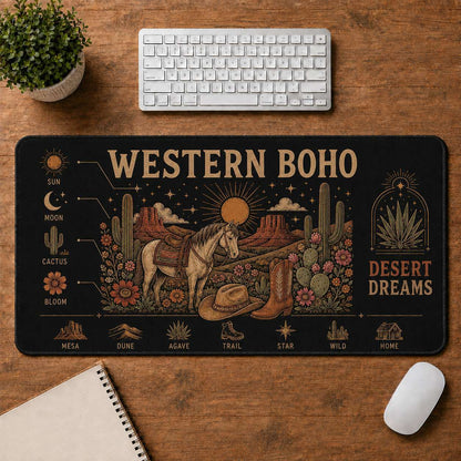 Boho Desert Hippie Desk Mat Mouse Pad | 5To9Vibe - Western Boho style