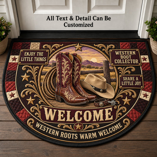 Western Boot Collector Personalized Half Round Mat | 5To9Vibe