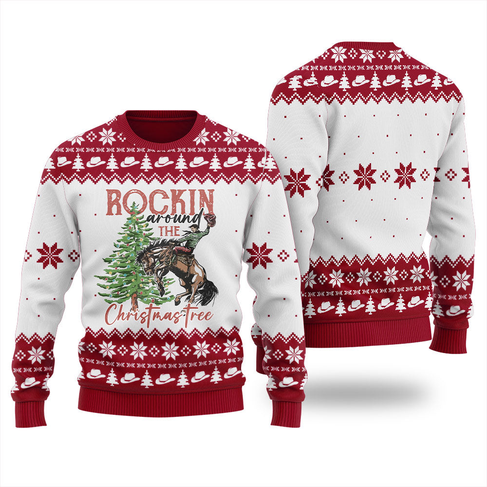 Rocking Around Christmas Tree Cowboy Christmas Sweater Men