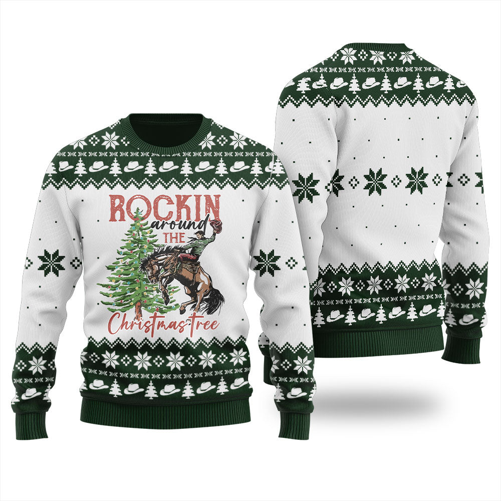 Rocking Around Christmas Tree Cowboy Christmas Sweater Men