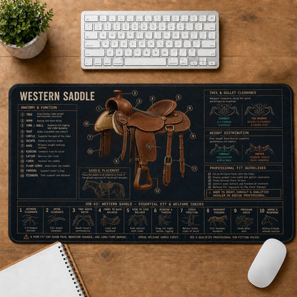 Western Saddle Horse and Equestrian Visual Guide Desk Mat | 5To9Vibe