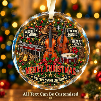Western Swing Personalized Glass Ornament | 5To9Vibe