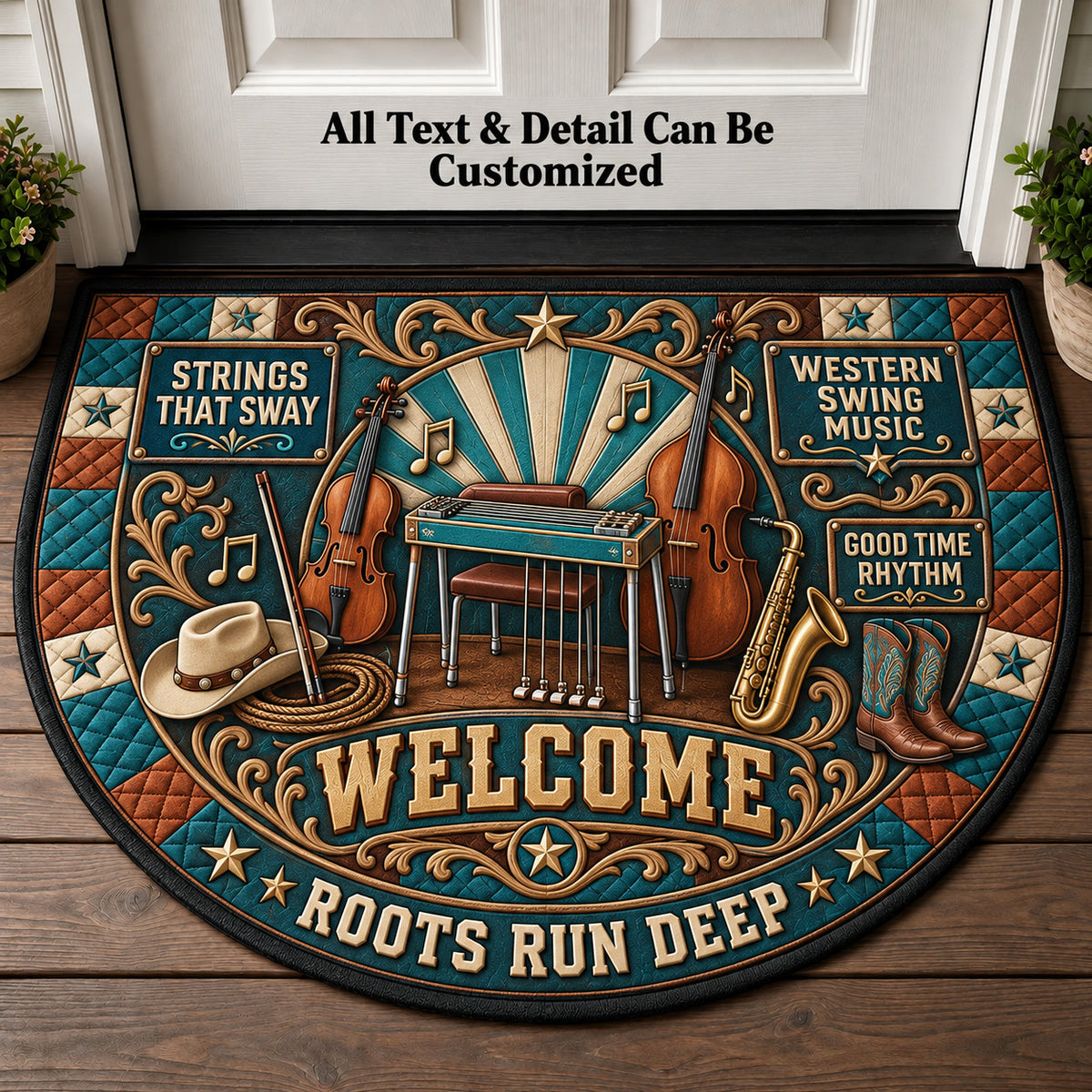 Western Swing Music Personalized Half Round Mat | 5To9Vibe