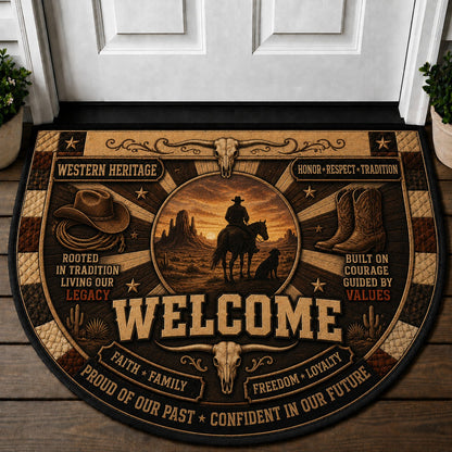 Western Horse Lover Quilted Print Premium Welcome Mat – Personalized Doormat