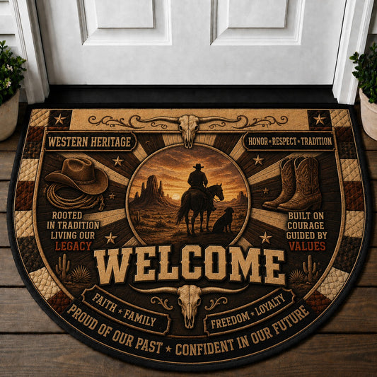 Western Heritage Welcome Mat – "Rooted In Tradition" Cowboy Legacy Outdoor Doormat - 5to9vibe