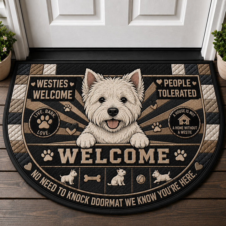 Westie (West Highland White Terrier) Dog Breed Lover Quilted Print Premium Welcome Mat – Personalized Doormat