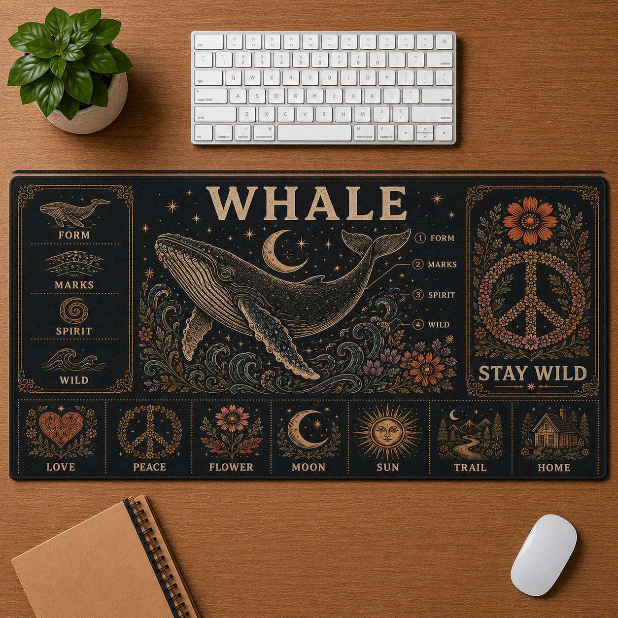 Elephant Hippie Desk Mat Mouse Pad | 5To9Vibe - Whale style
