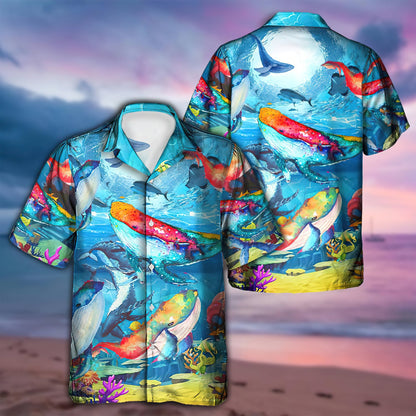 Whale Love Color Love Ocean - Hawaiian Shirt 