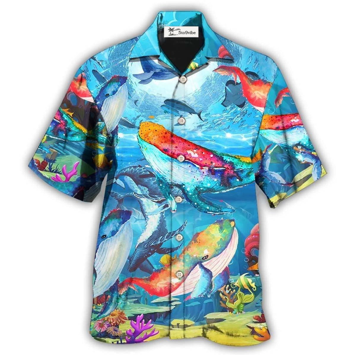 Hawaiian Shirt / Adults / S Whale Love Color Love Ocean - Hawaiian Shirt 