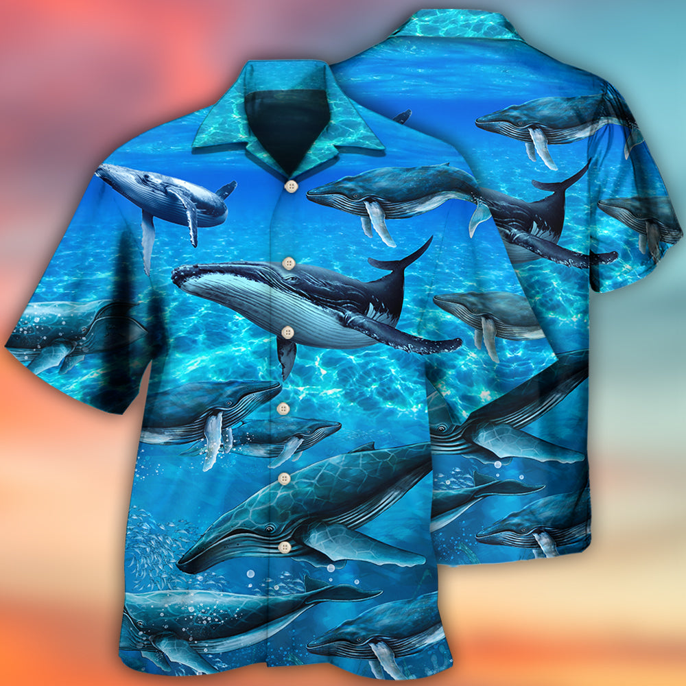 Whale Style In Blue Ocean - Hawaiian Shirt 
