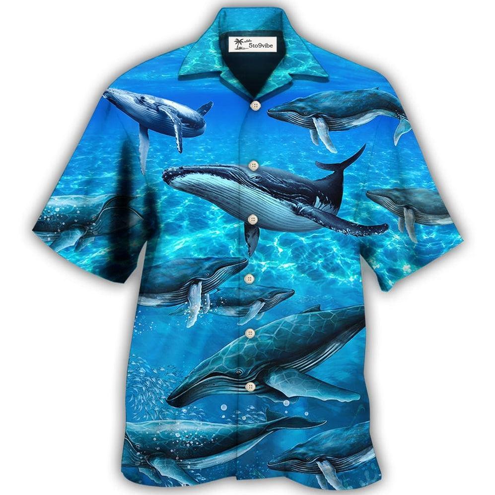 Whale Style In Blue Ocean - Hawaiian Shirt 