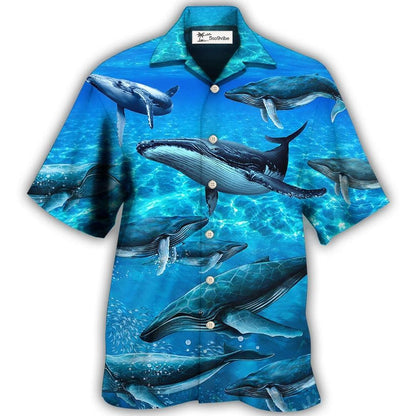 Whale Style In Blue Ocean - Hawaiian Shirt 