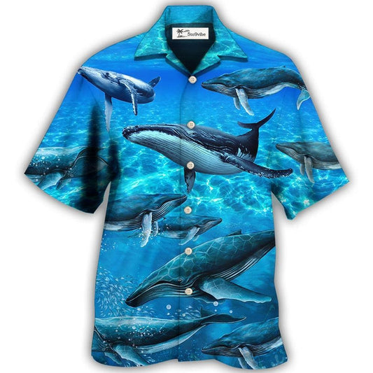 Whale Style In Blue Ocean - Hawaiian Shirt 
