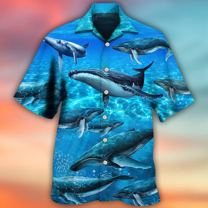 Whale Style In Blue Ocean - Hawaiian Shirt 