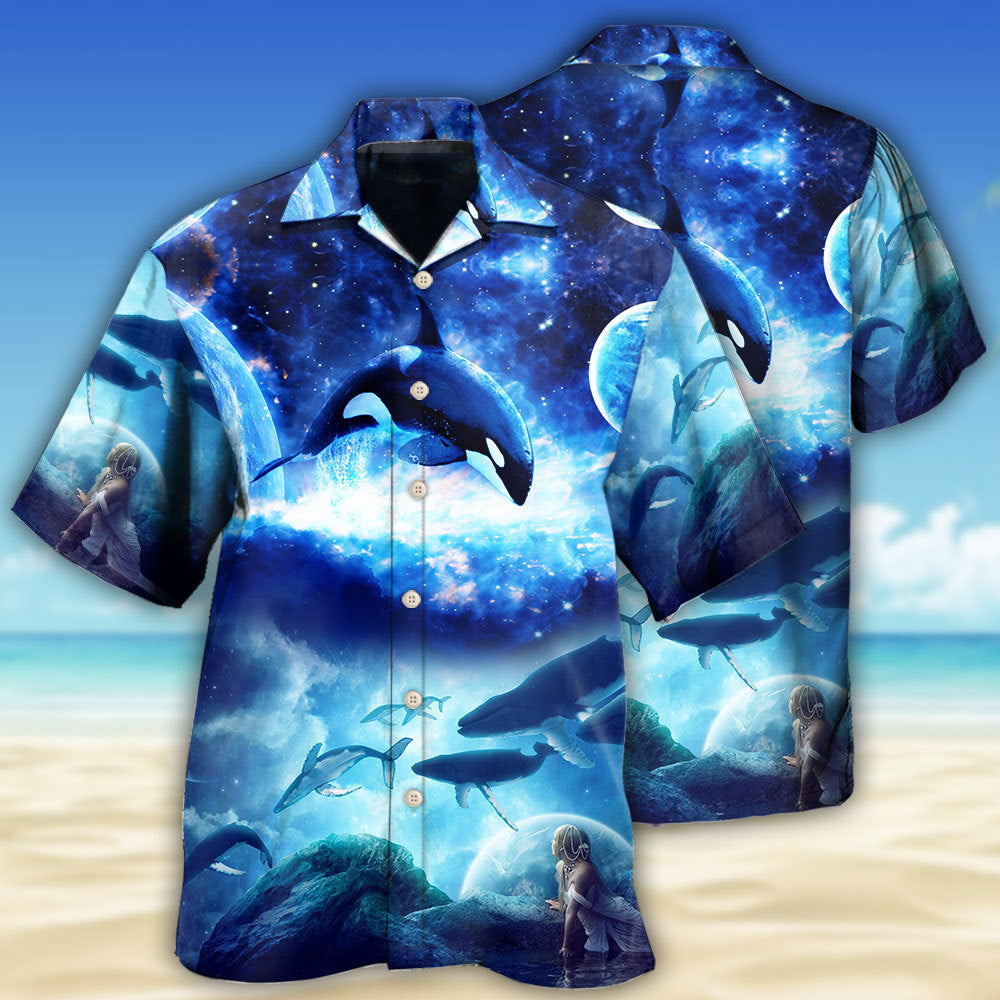 Whale Blue Galaxy Mysterious - Hawaiian Shirt 
