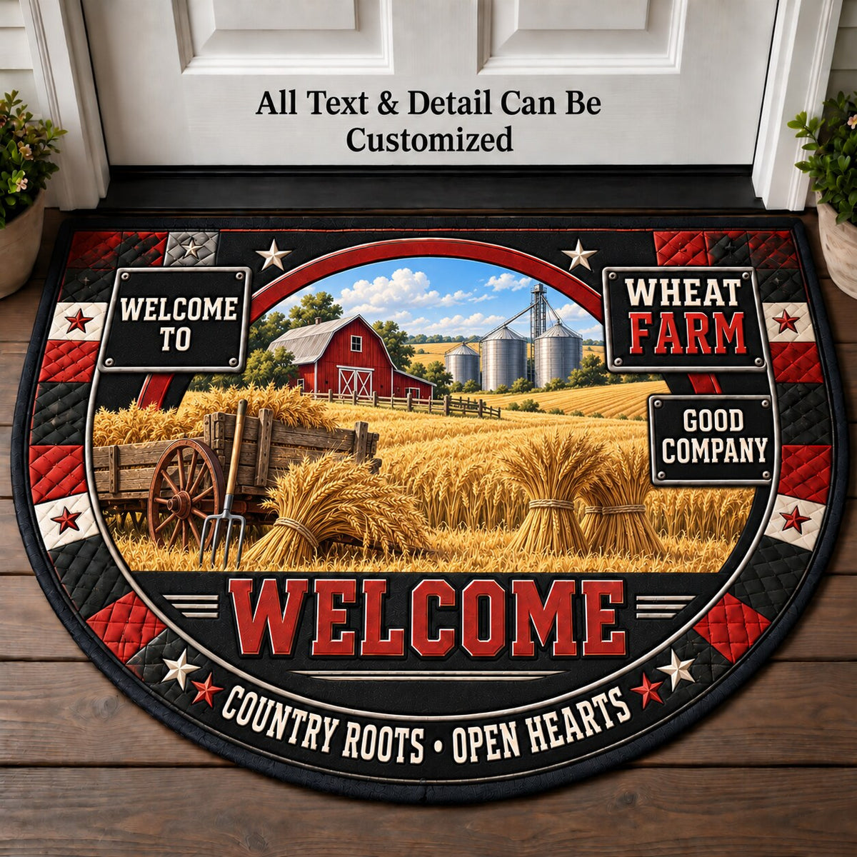 Wheat Farm Personalized Half Round Mat | 5To9Vibe