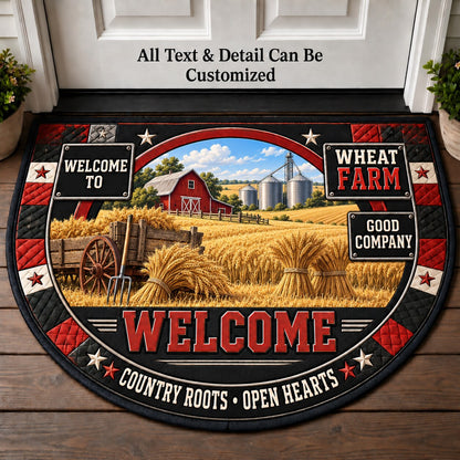 Wheat Farm Personalized Half Round Mat | 5To9Vibe