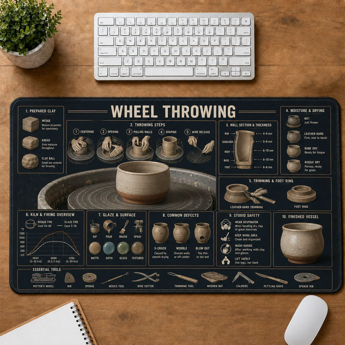 Wheel Throwing Creative Reference Guide Desk Mat | 5To9Vibe