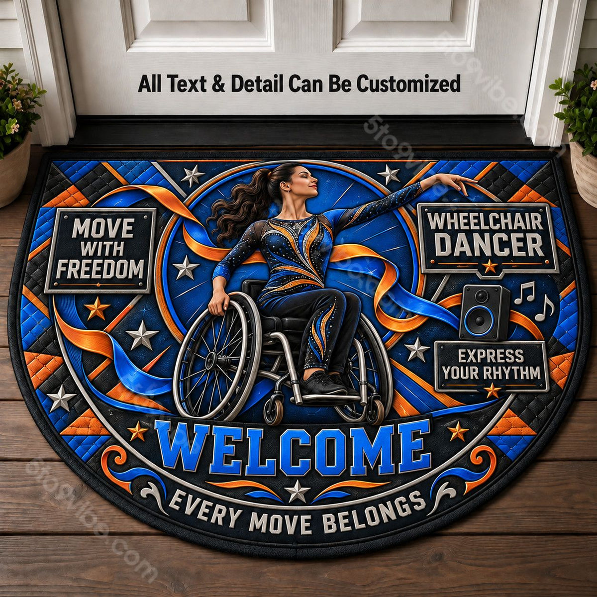 Wheelchair Dancer Personalized Half Round Mat | 5To9Vibe