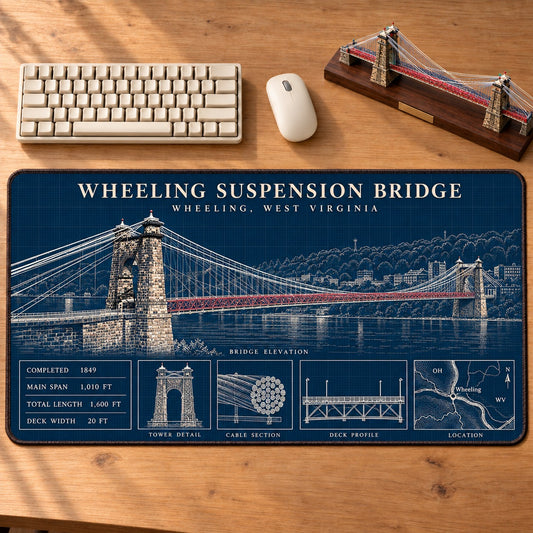 Legendary US Bridges Engineering Blueprint Desk Mat Mouse Pad Trending - 5to9vibe