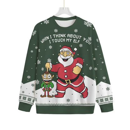 When I Think About You I Touch My Elf Plus Size Christmas Sweater Adults