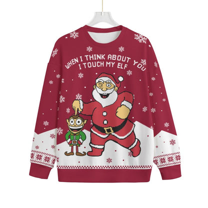 When I Think About You I Touch My Elf Plus Size Christmas Sweater Adults