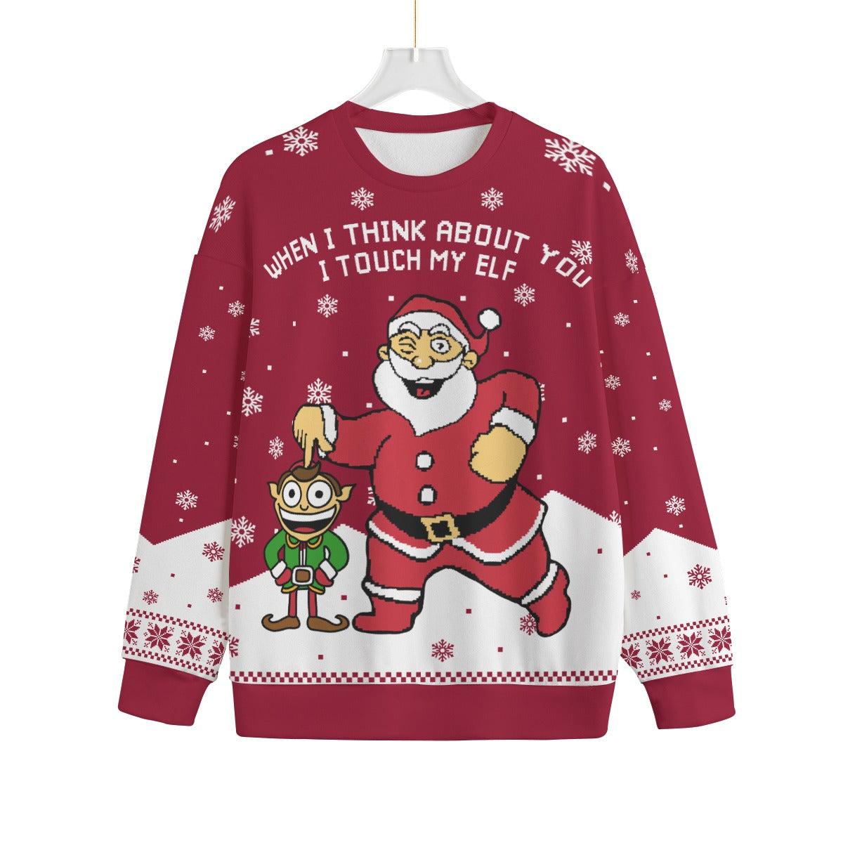 When I Think About You I Touch My Elf Plus Size Christmas Sweater Adults