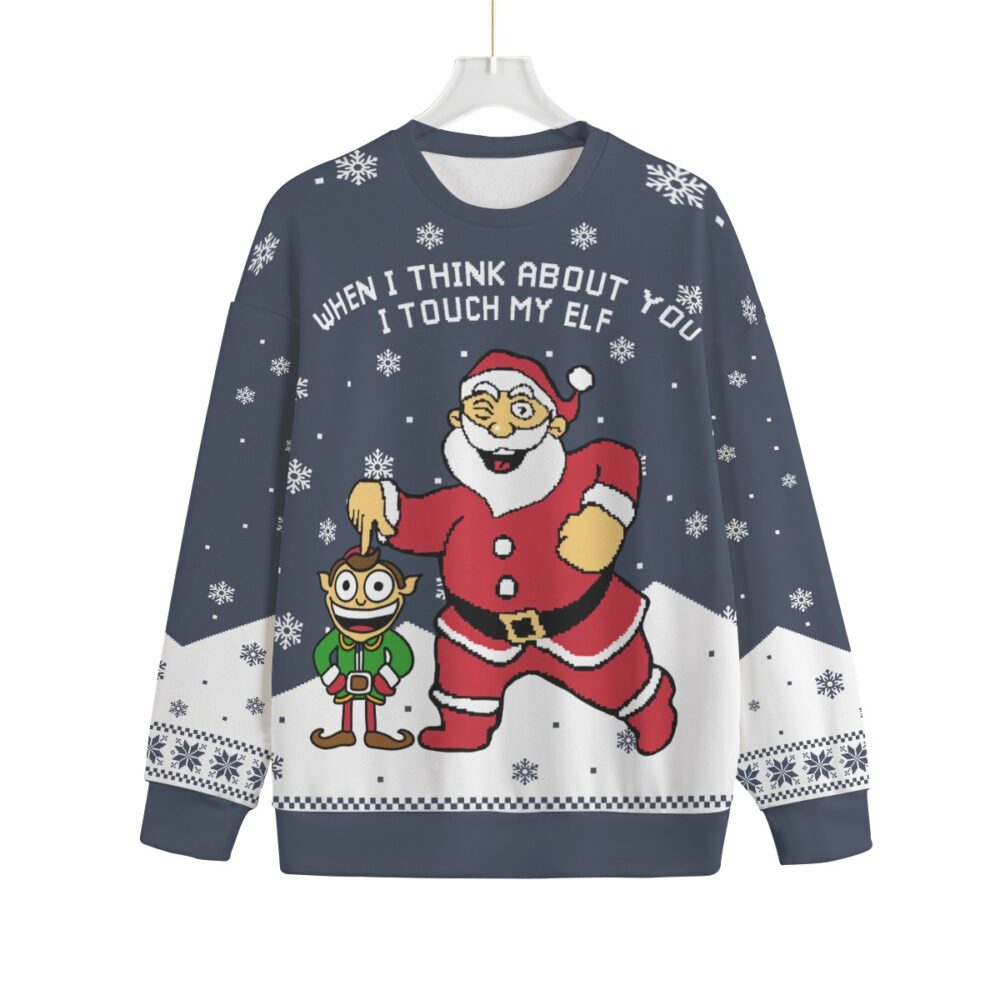 When I Think About You I Touch My Elf Plus Size Christmas Sweater Adults