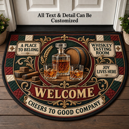 Whiskey Tasting Room Personalized Half Round Mat | 5To9Vibe