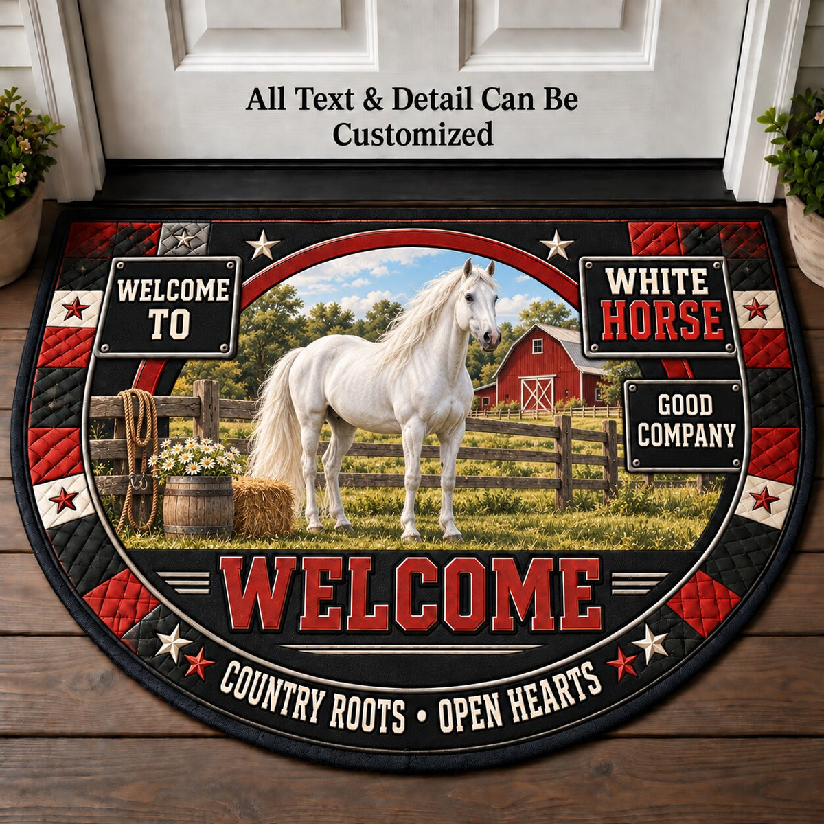 White Horse Personalized Half Round Mat | 5To9Vibe