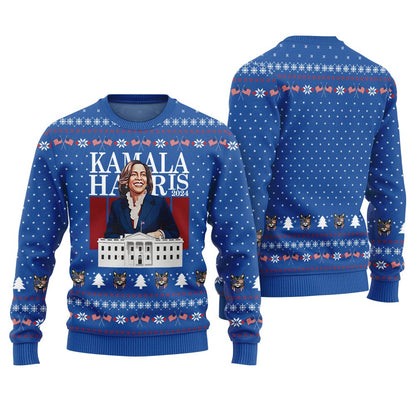 White House And Kamala Harris Ugly Sweater Adults Royal