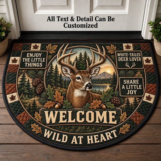 White-Tailed Deer Lover Personalized Half Round Mat | 5To9Vibe