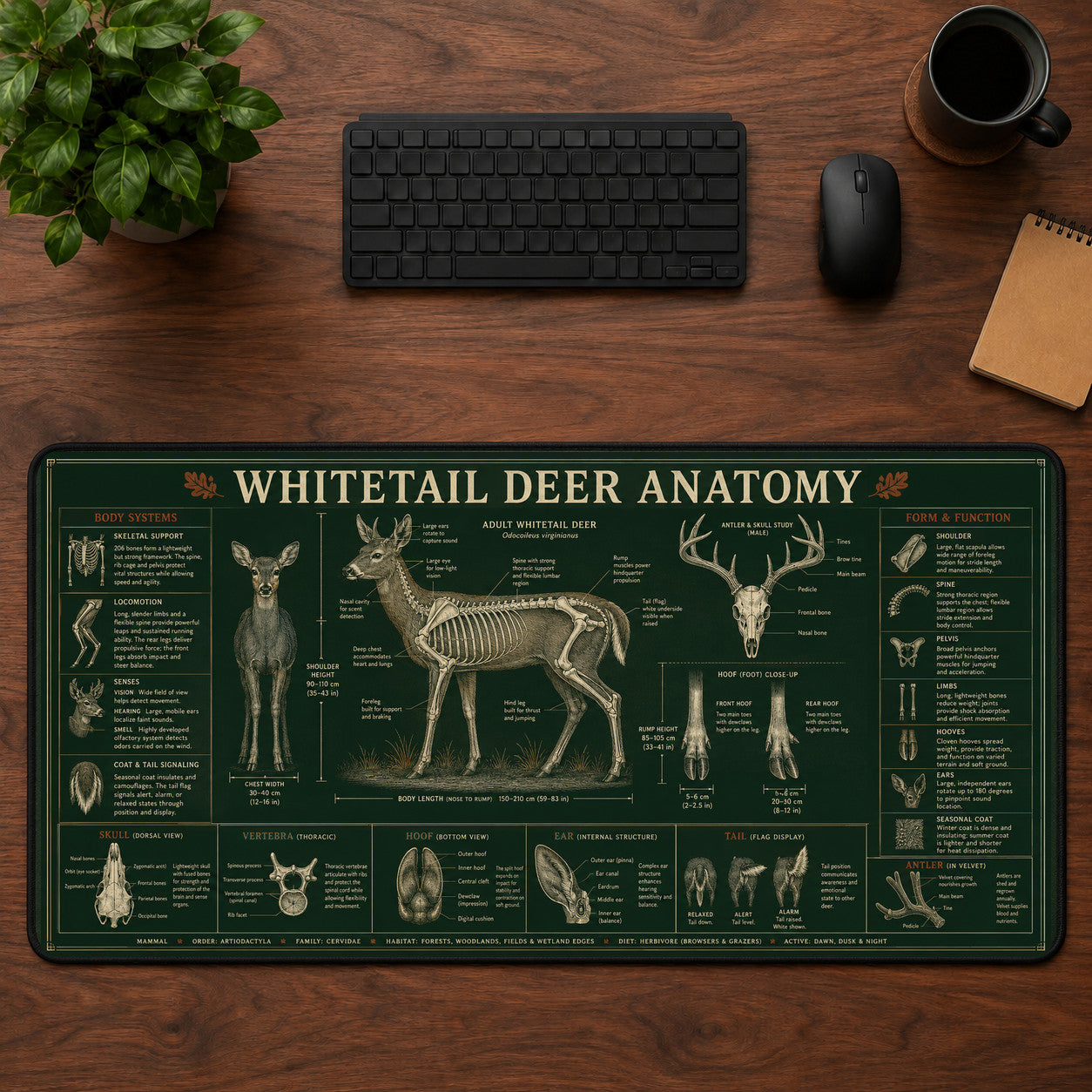 Whitetail Deer Anatomy Desk Mat Mouse Pad | 5To9Vibe