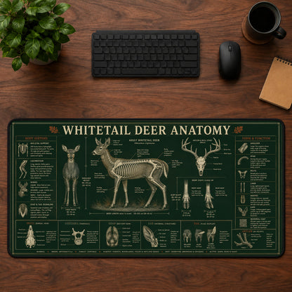 Whitetail Deer Anatomy Desk Mat Mouse Pad | 5To9Vibe