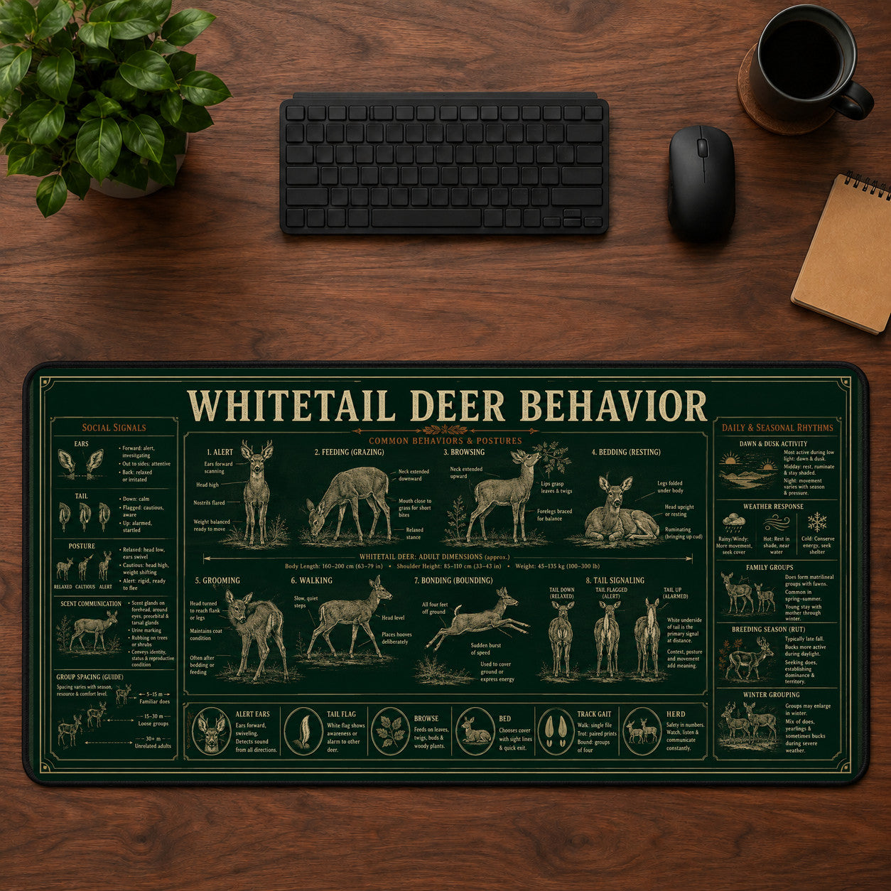 Whitetail Deer Behavior Desk Mat Mouse Pad | 5To9Vibe