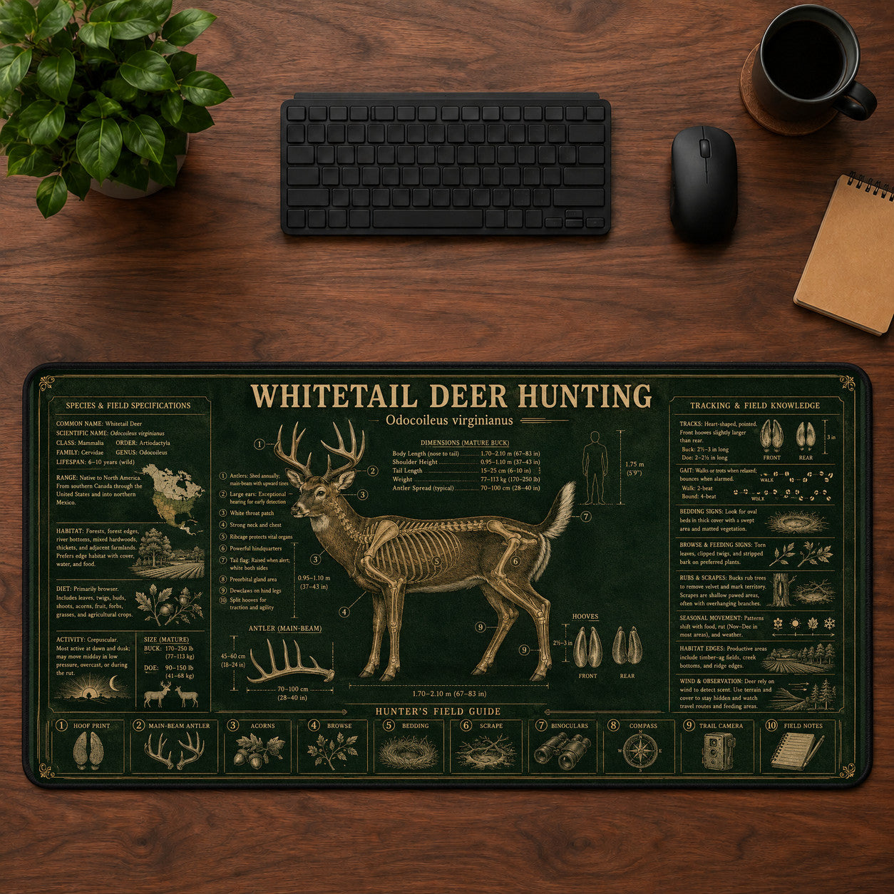 Whitetail Deer Hunting Desk Mat Mouse Pad | 5To9Vibe