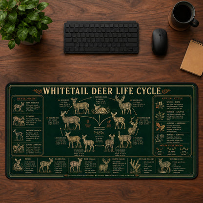 Whitetail Deer Life Cycle Desk Mat Mouse Pad | 5To9Vibe
