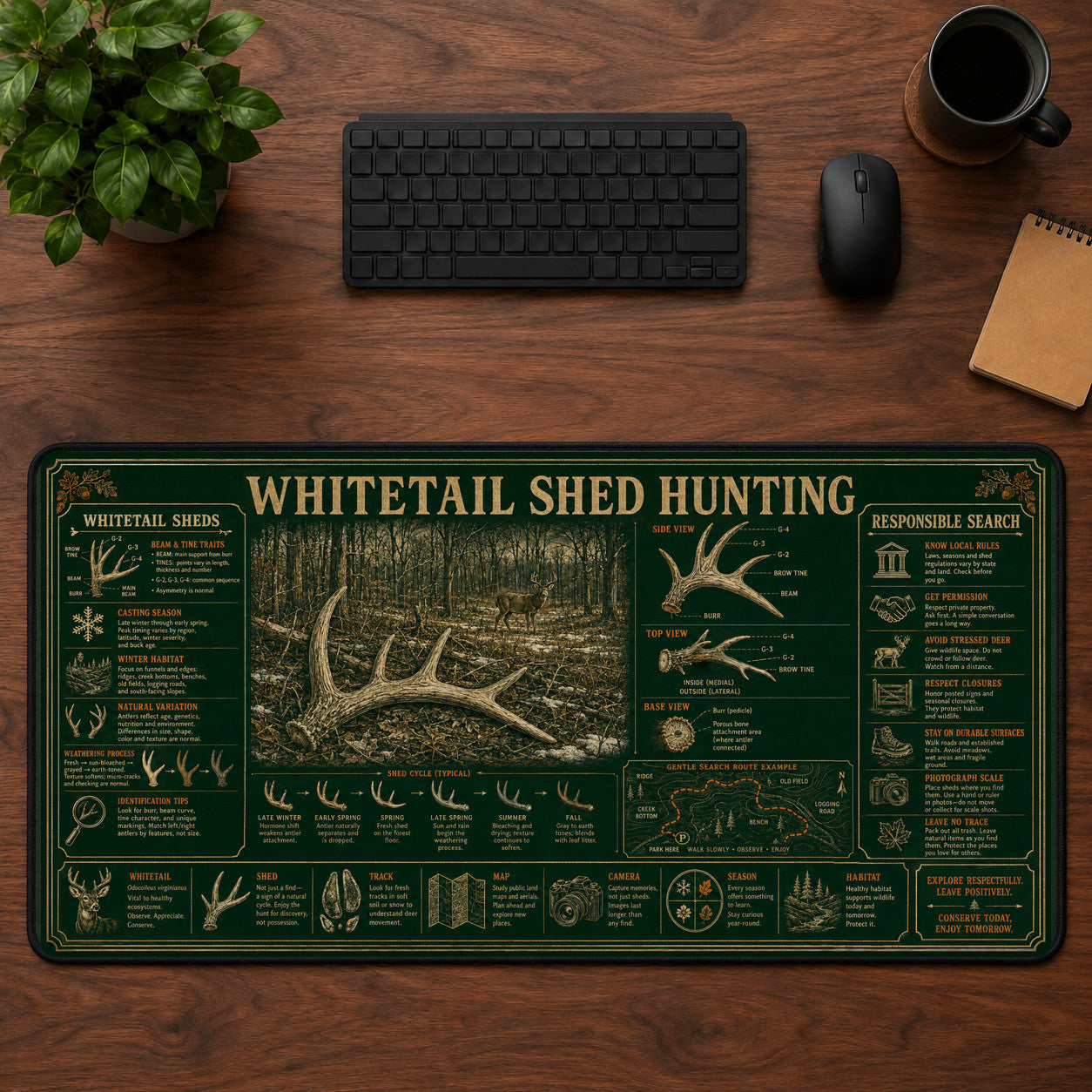 Whitetail Shed Hunting Desk Mat Mouse Pad | 5To9Vibe