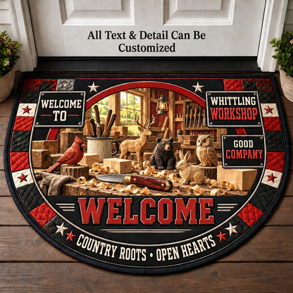 Whittling Workshop Personalized Half Round Mat | 5To9Vibe
