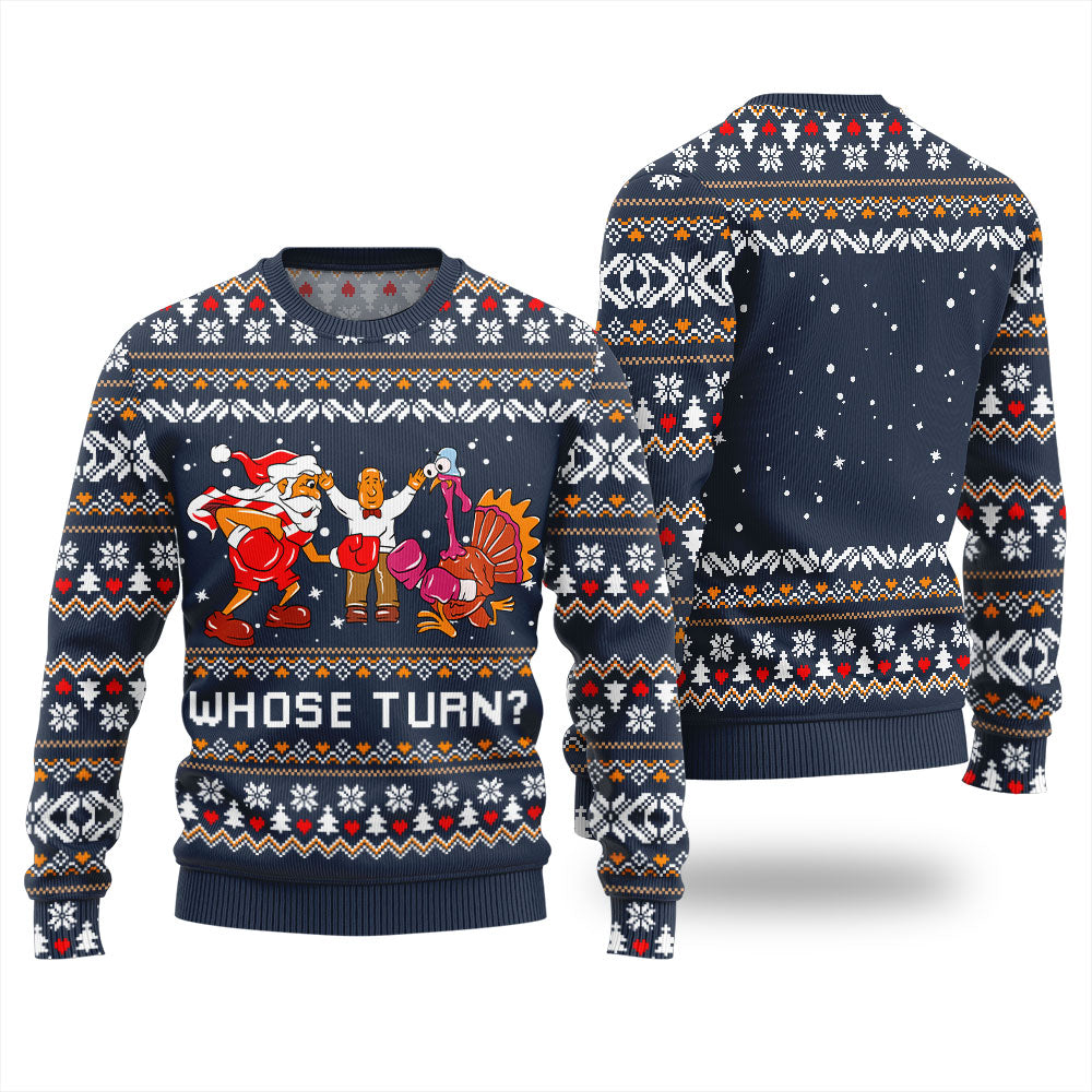 Whose Turn Friends Thanksgiving Sweatshirt Navy