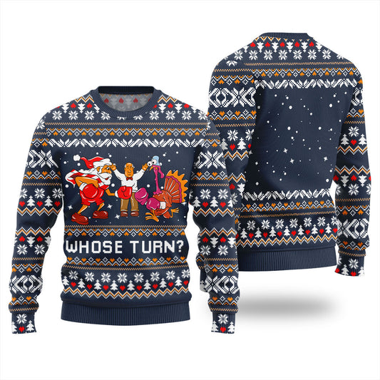 Whose Turn Friends Thanksgiving Sweatshirt Navy