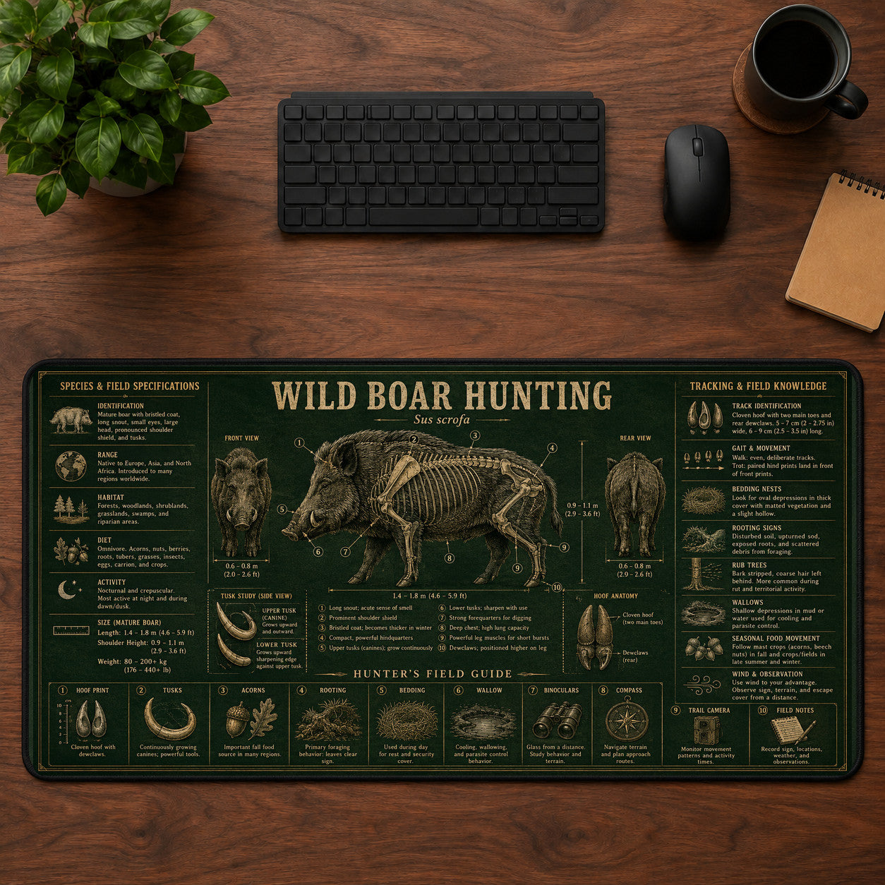 Wild Boar Hunting Desk Mat Mouse Pad | 5To9Vibe