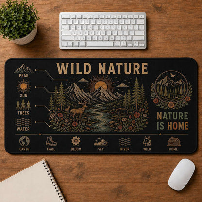 Mountain & Sun Hippie Desk Mat Mouse Pad | 5To9Vibe - Wild Nature style