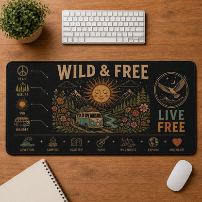 Wild & Free Hippie Desk Mat Mouse Pad | 5To9Vibe - Wild & Free style