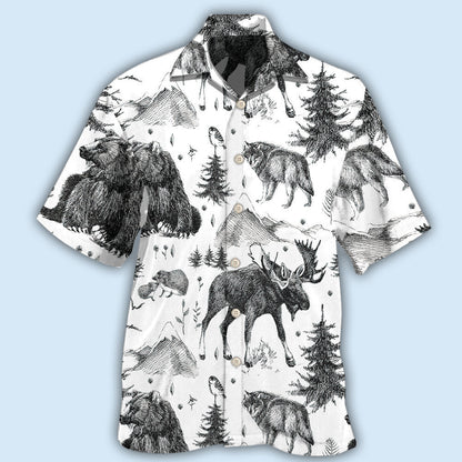 Animals Wild Black And White - Hawaiian Shirt 
