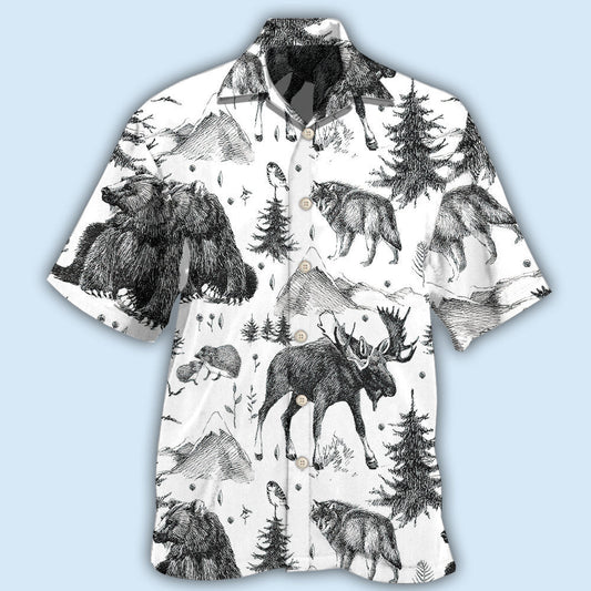 Animals Wild Black And White - Hawaiian Shirt 