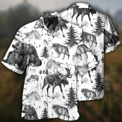 Animals Wild Black And White - Hawaiian Shirt 