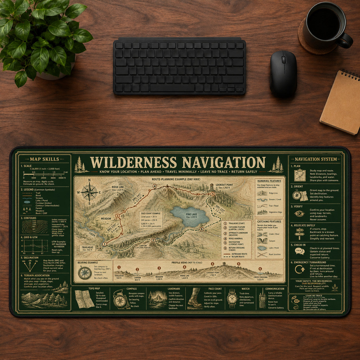 Wilderness Navigation Desk Mat Mouse Pad | 5To9Vibe